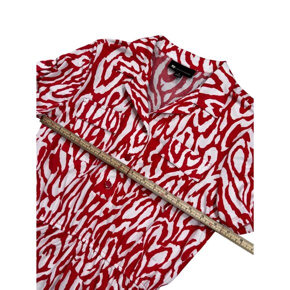 Valerie Bertinelli Red & White Animal Print Dress Size 8 Polyester Spandex - Picture 9 of 11
